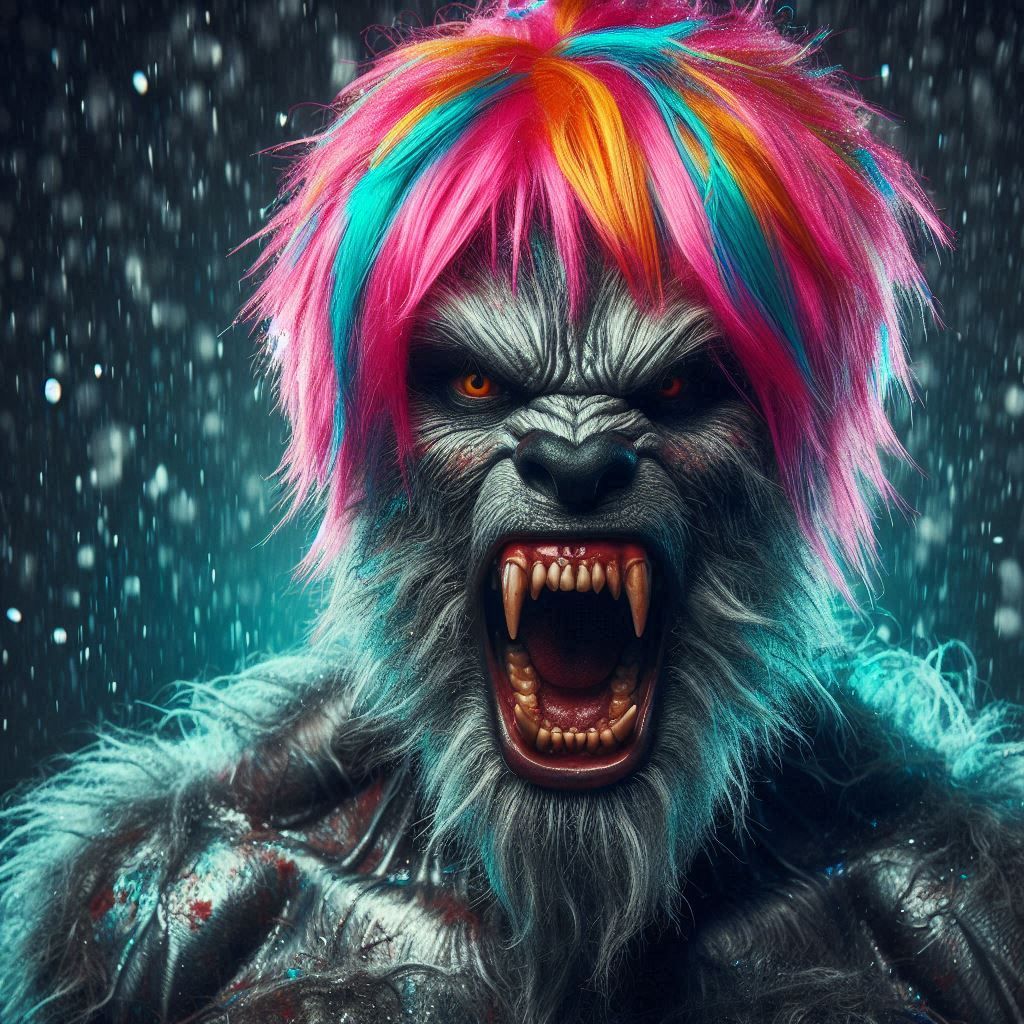 Werewolf wearing a wig
