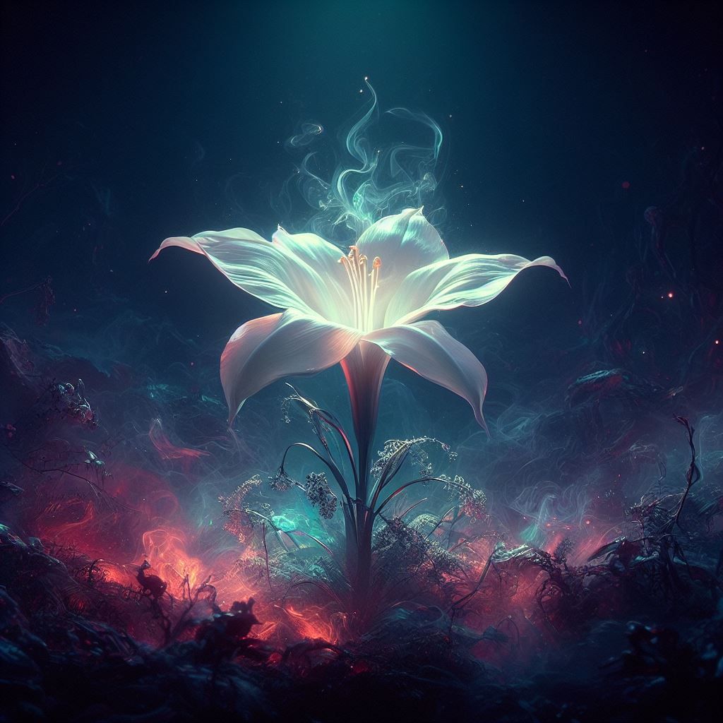 "Enchanted Reverie: The Mythical Bloom of Shadows"