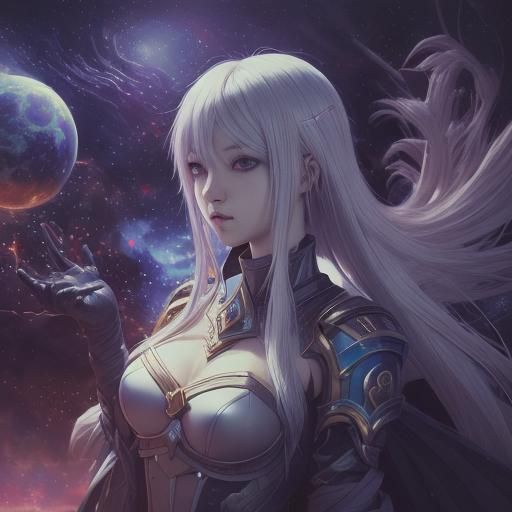 Epic 3D Cosmic Battle Scene in Anime Style