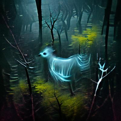Ghost Deer in a dark forest - AI Generated Artwork - NightCafe Creator