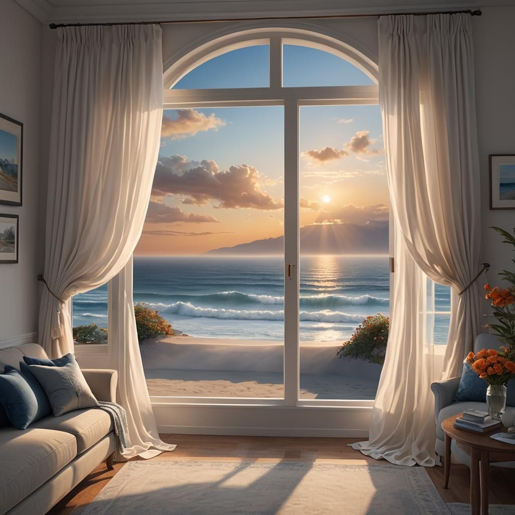 Grand Beachside Villa at Sunrise: Fantasy Concept Art