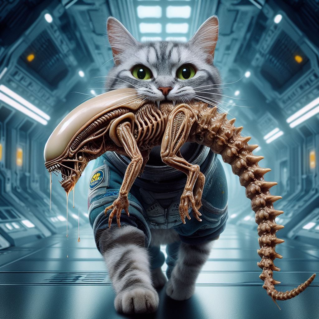 My Kitten loves Xenomorphs!