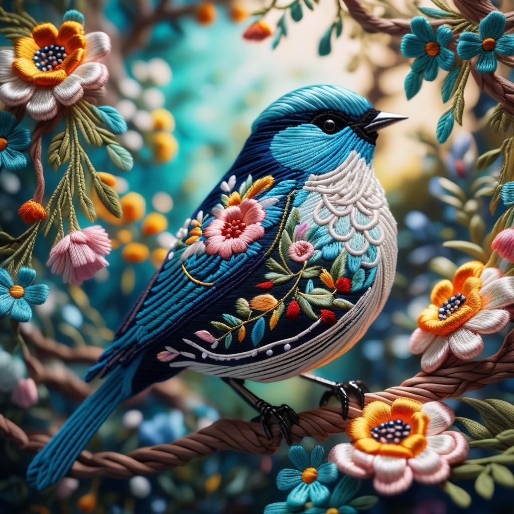 3D Embroidered Bird