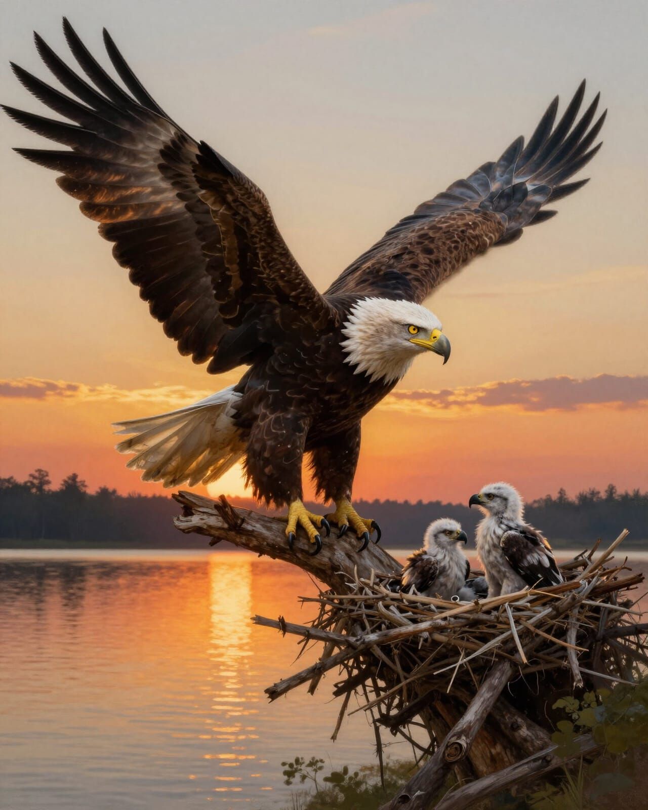 Bald Eagle Guarding it's Babies  by @parkerpalmer1968