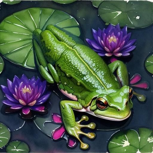 A frog on a lillypad, RomanticWatercolor
Beautiful dreamy an...