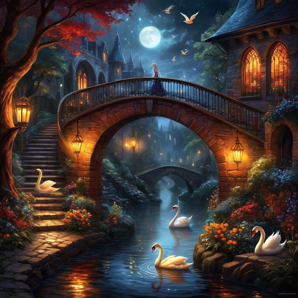 Arched stone and brick with wooded rail