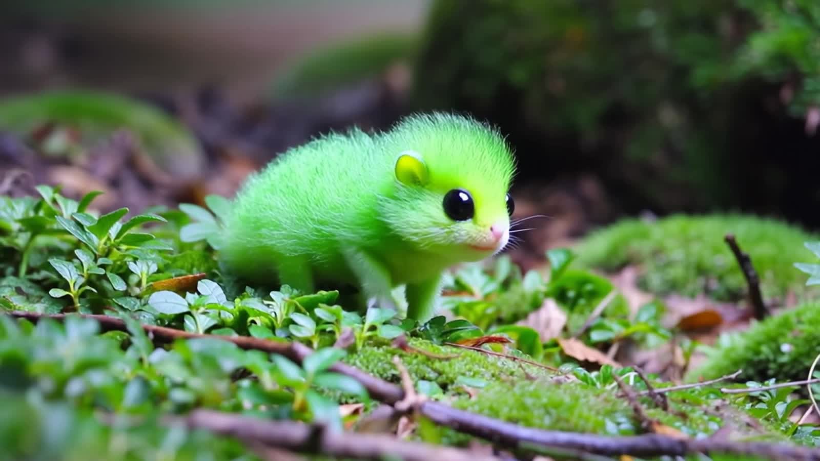 A very rare fluffhog looking for blingie berries in the moss