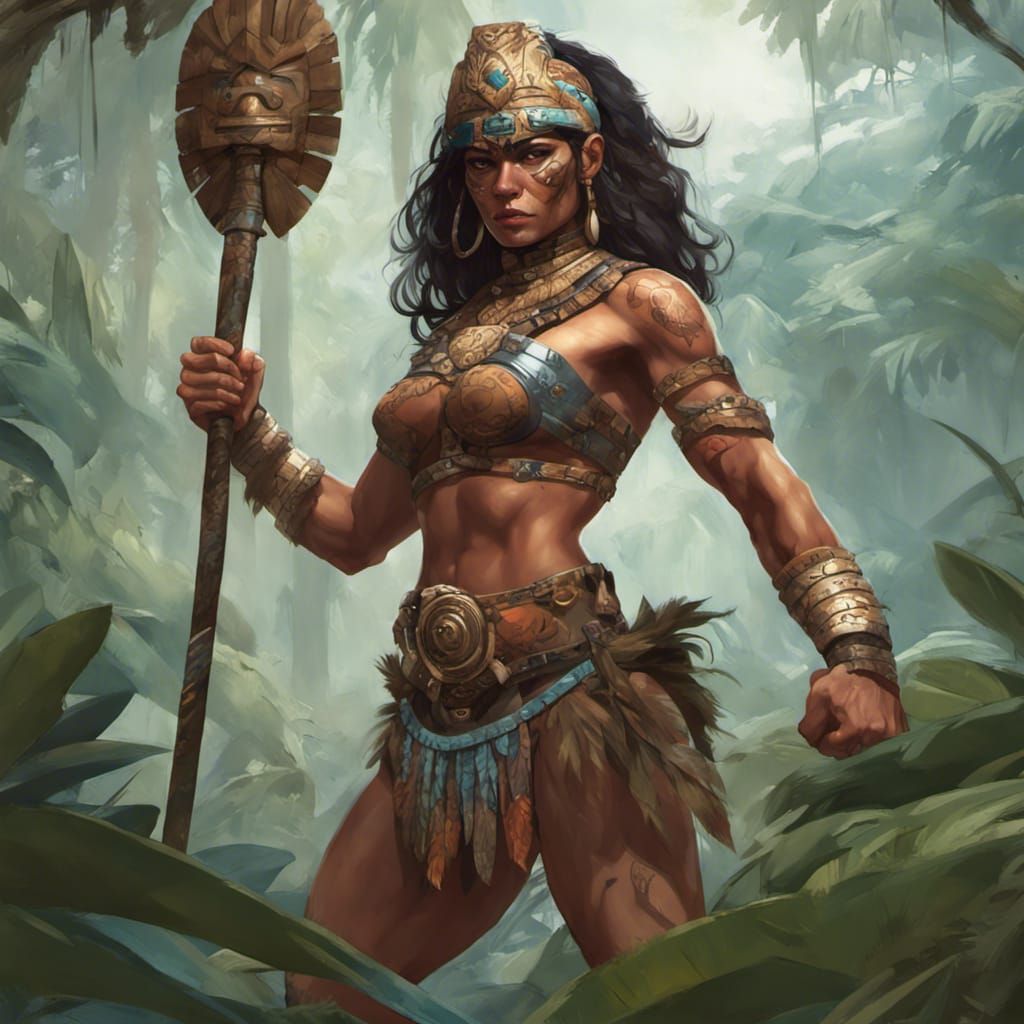 muscular female Aztec jaguar