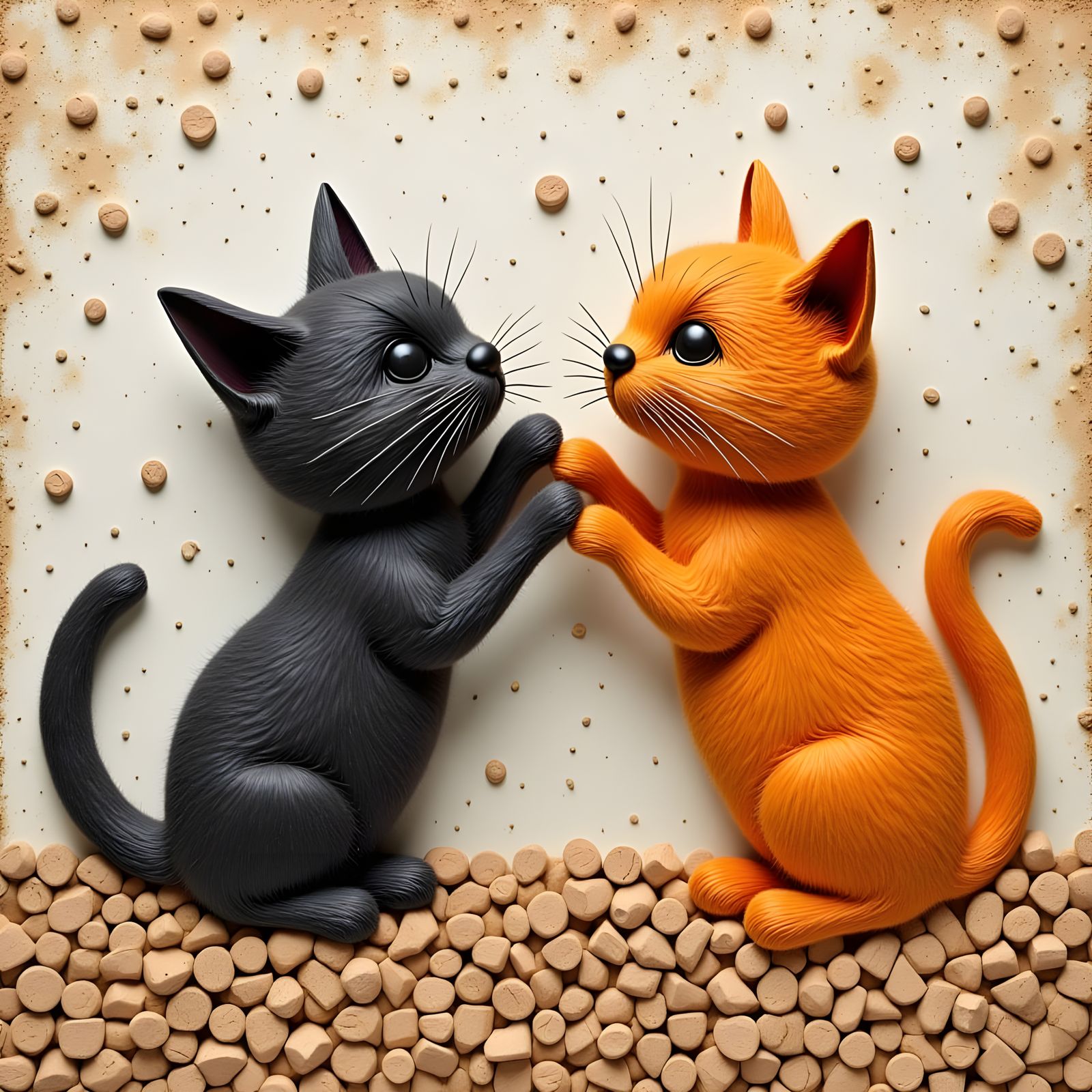 Happy kittens playing, cork, paper, arts and crafts, texture, mixed media, <lora:Texture Craft:1.0> 