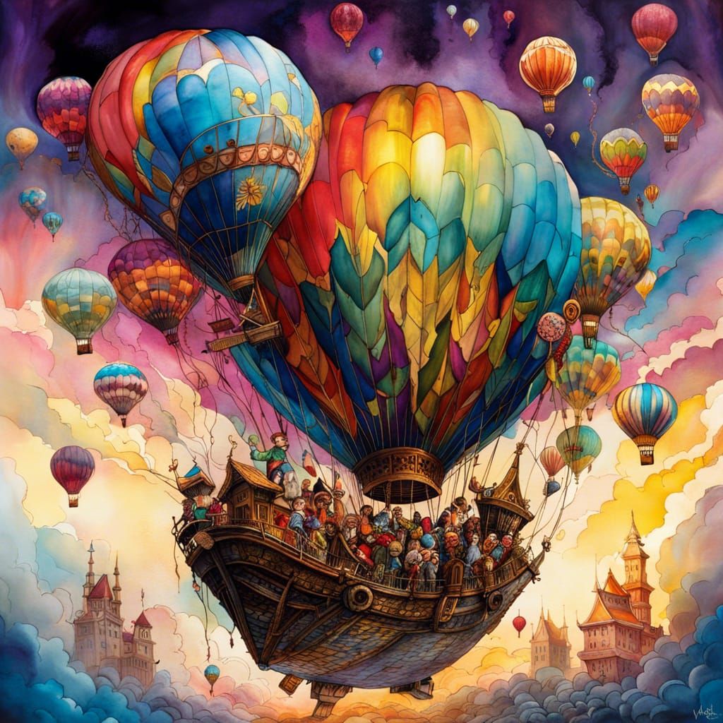 hot air balloon ship - AI Generated Artwork - NightCafe Creator