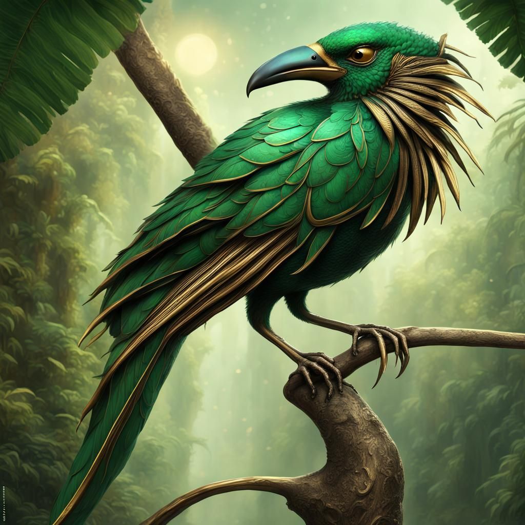 Majestic green bird AI Generated Artwork NightCafe Creator