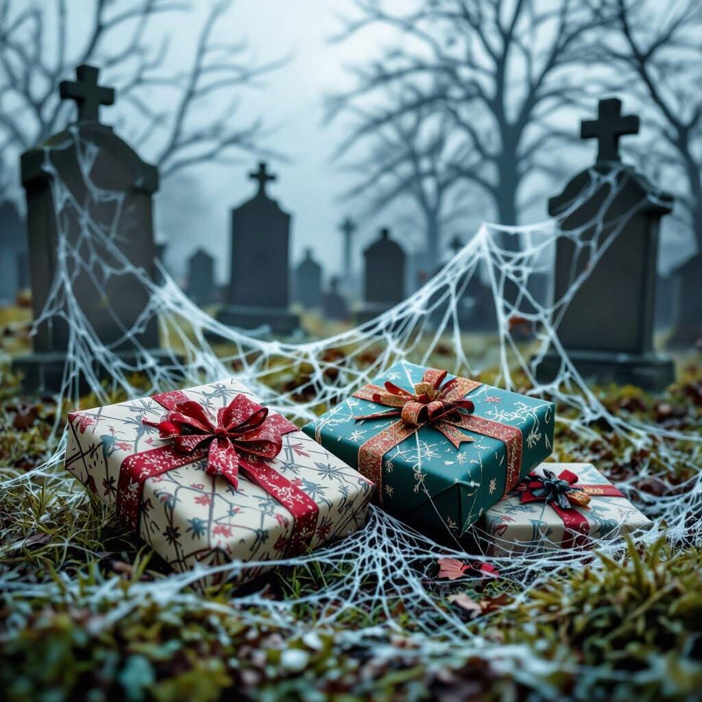 Spooky themed birthday party, with sad ghosts with a mesmerizing glowing background  - Start Image 1