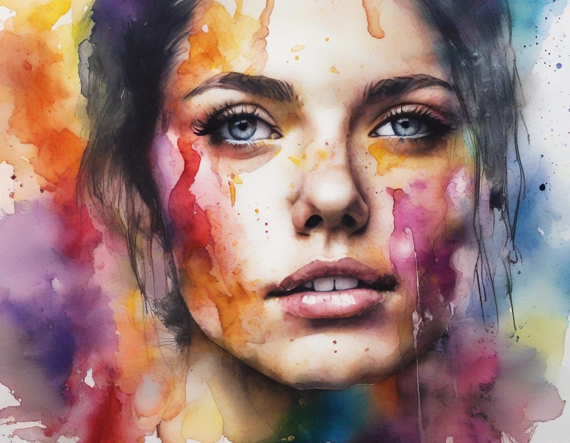 Distorted Face in Hyperrealistic Splash Art - AI Art