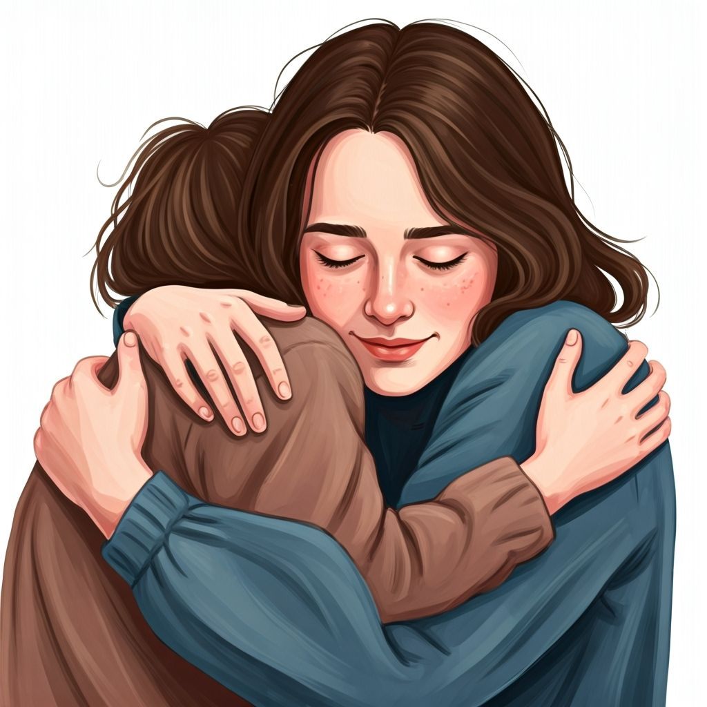 Warm Embrace in Pastel Colors, Dreamy Art Style