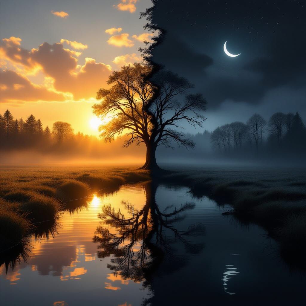 . Combine two contrasting ideas into one creation. Let each half tell its own story, revealing how they ...  by @Barabashka