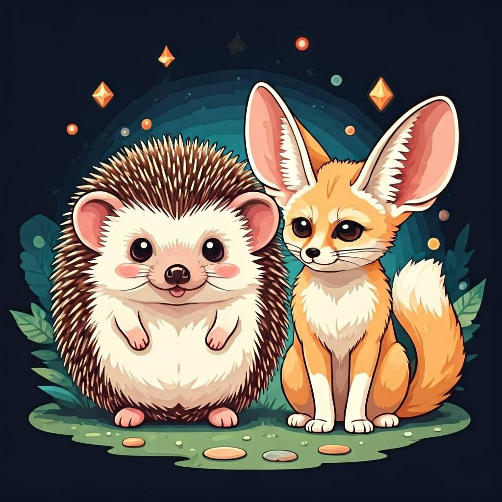 Harry hedgehog and Fennec fox 💕