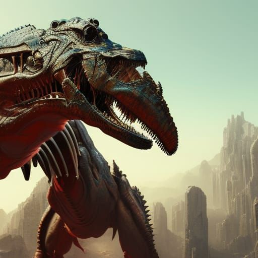 Cyborg T-Rex - AI Generated Artwork - NightCafe Creator