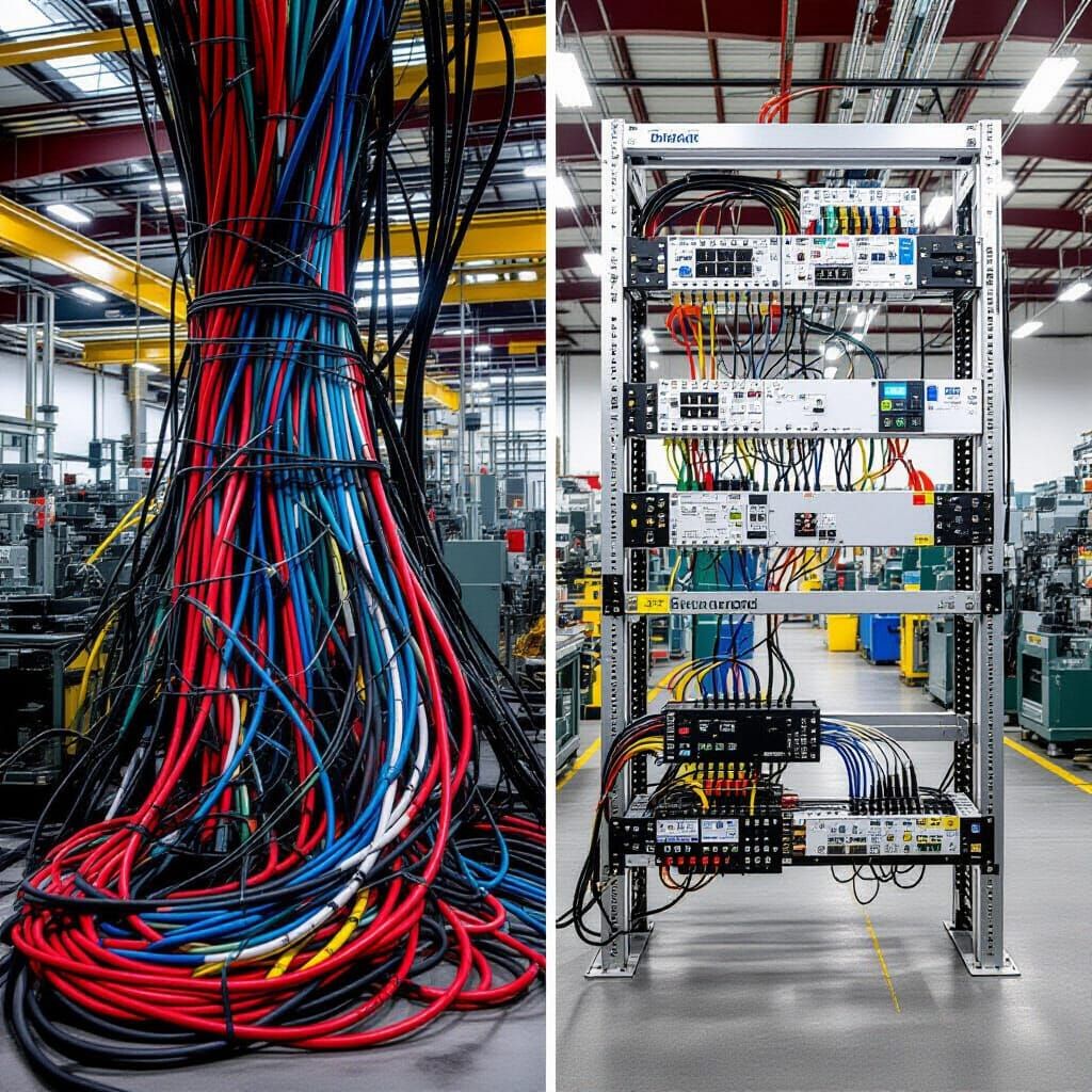 DeviceNet Wiring: Clean vs. Messy Industrial Setup... - AI Art