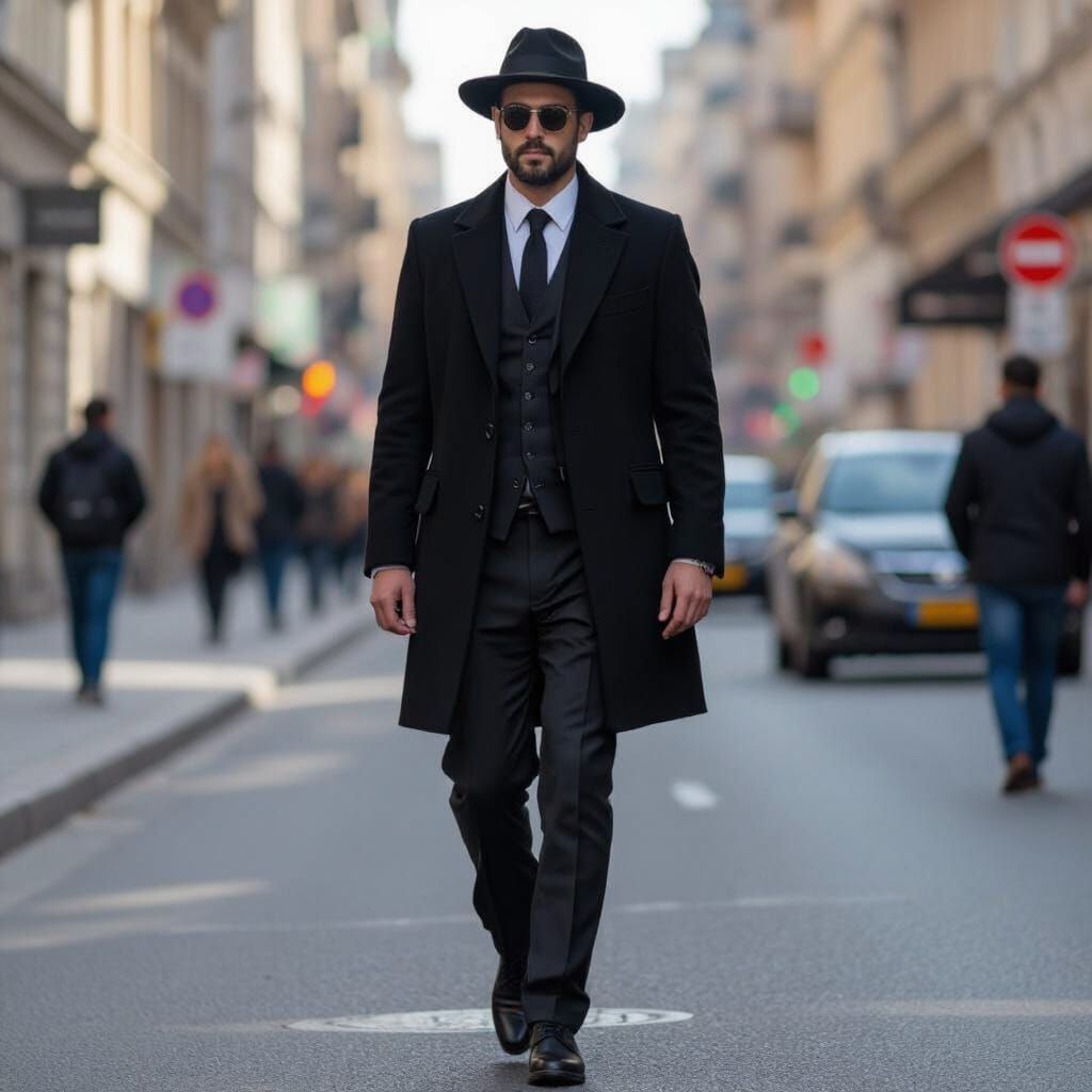 Urban Street Scene with Lone Man