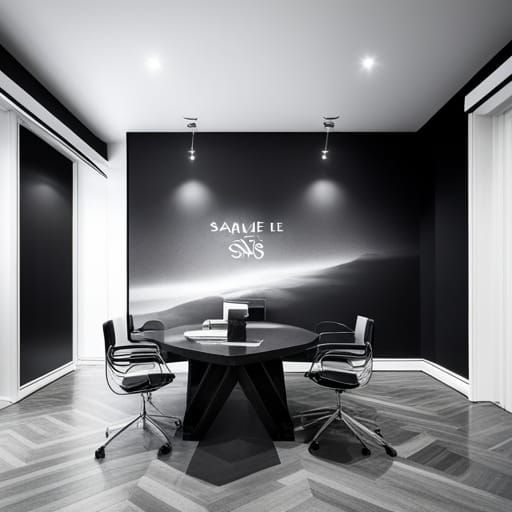 Logo on the wall Samuel & Sons, office, modern, black and wh...