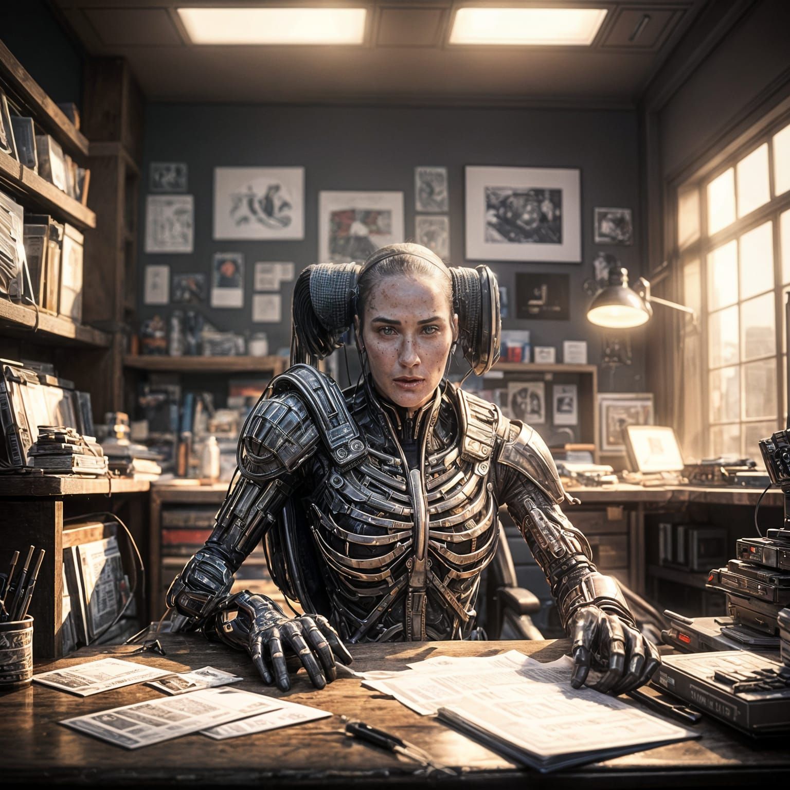 Zombie Office Scene in Tilt Shift Style