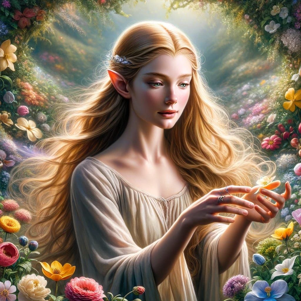 galadriel making flowers grow around her