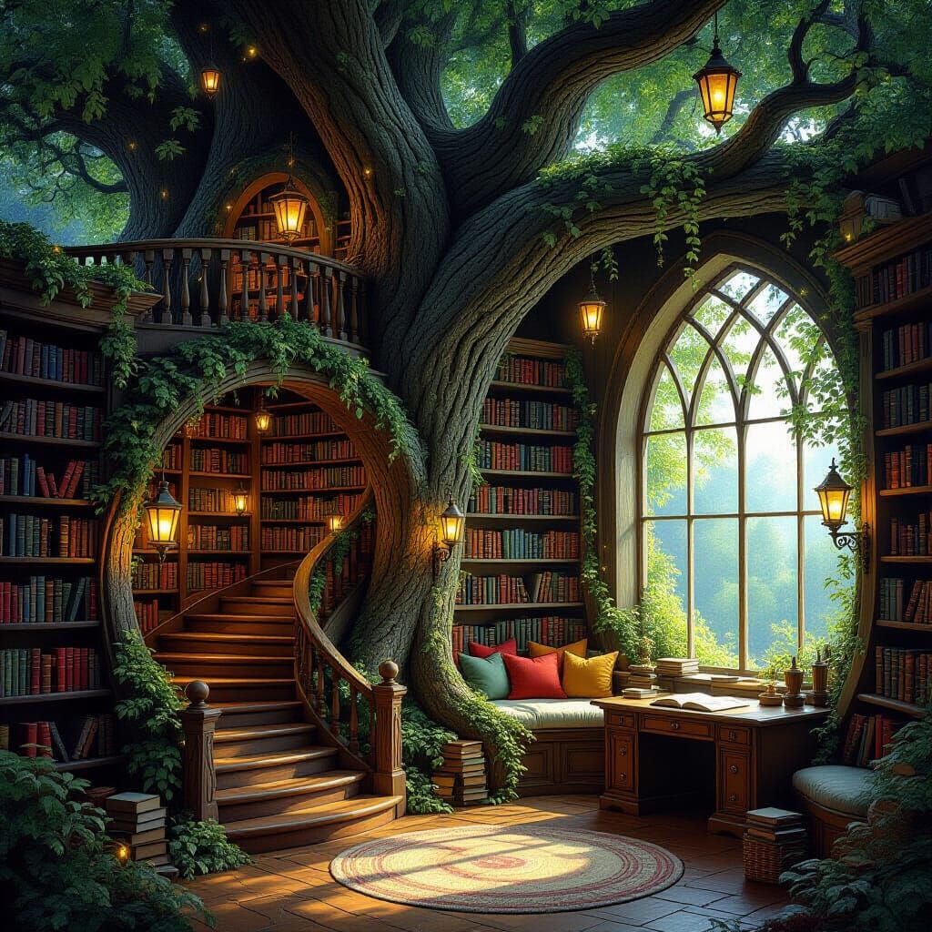 The Enchanted Tree Library  by @dinsat