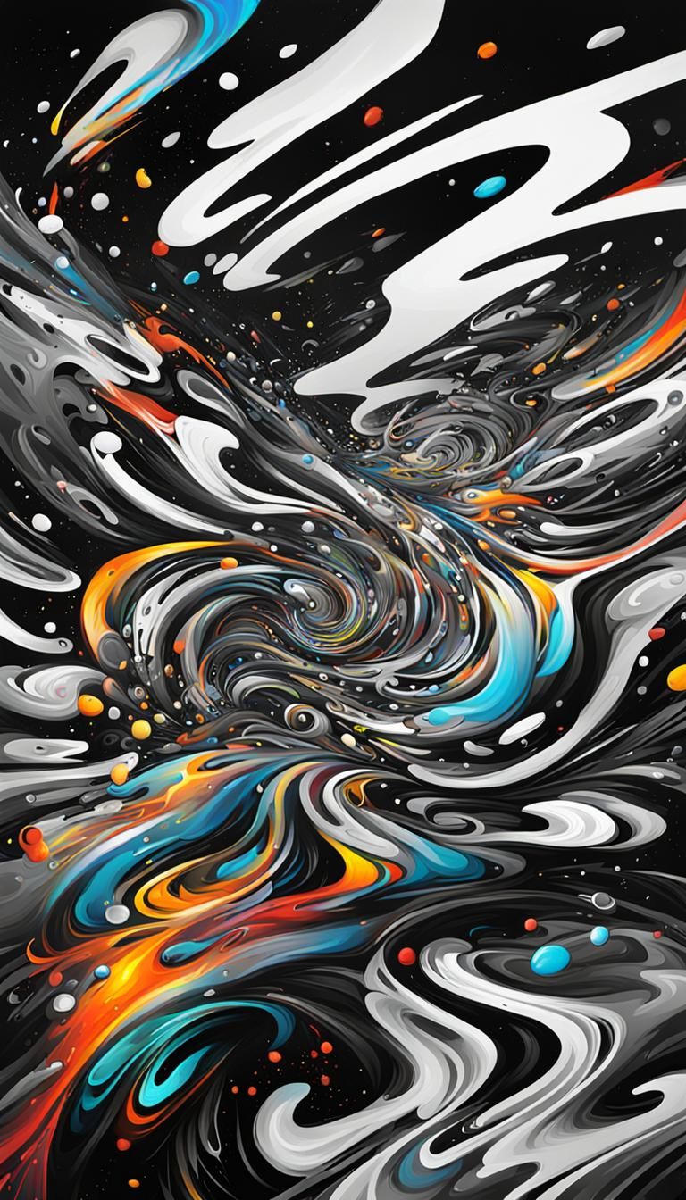 A unique, whirlling space-time warp. Monochrome.