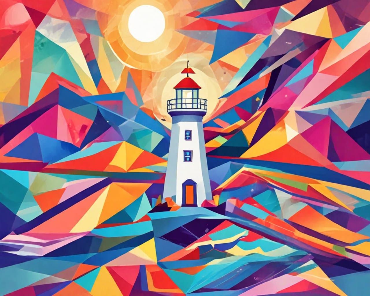 Lighthouse. Abstract scene.