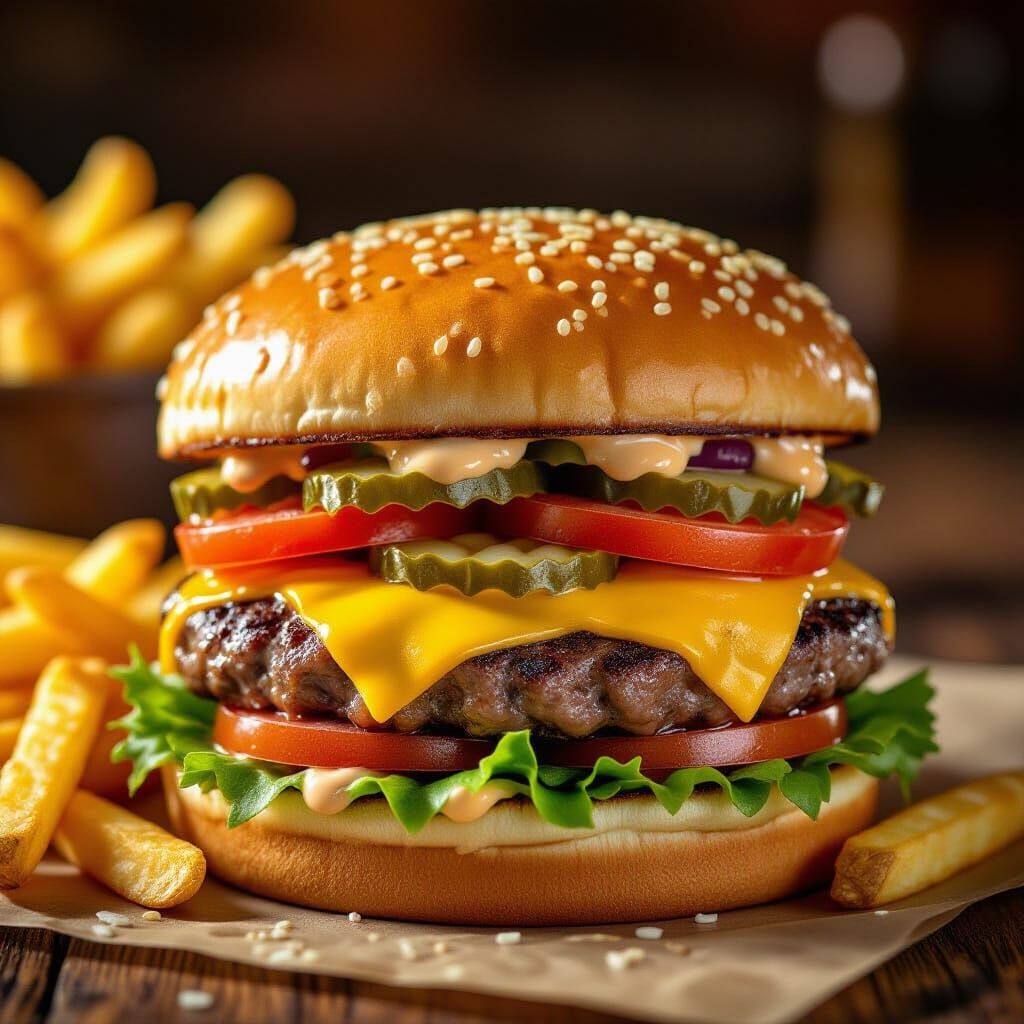Gourmet Extra-Large Cheeseburger with Fries