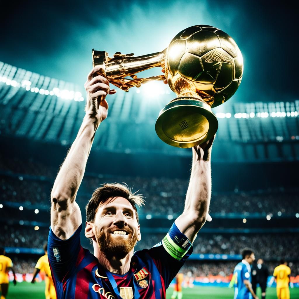 Messi Lifts World Cup in Cinematic Photo