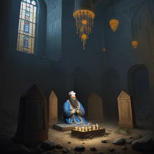 Orthodox Jew Praying Amidst Ancient Ruins