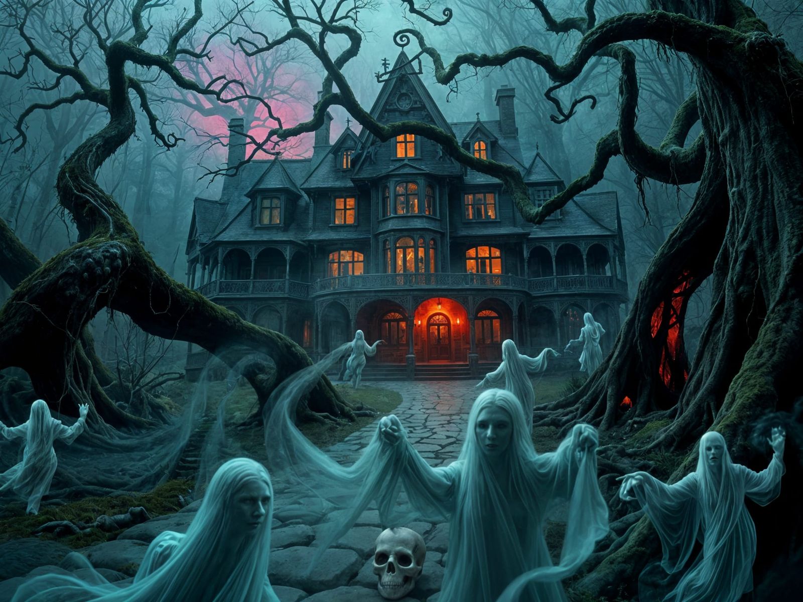 Ghostly Apparitions in a Haunted House  by @Hinty