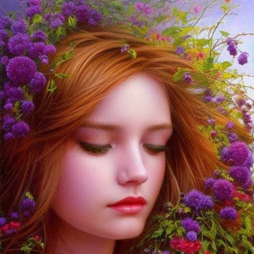 Insanely detailed hyperrealistic painting of many beautiful ...