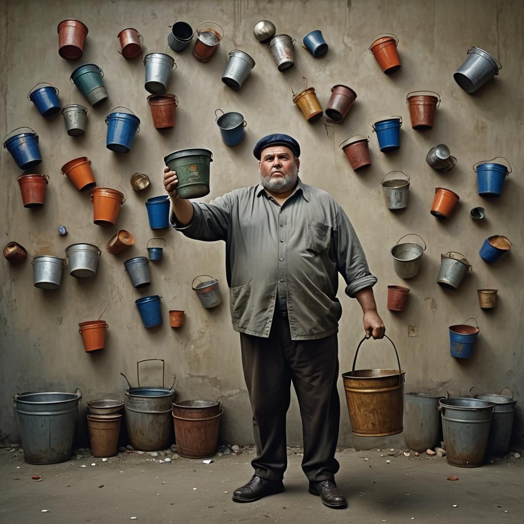 one men fat men full body  trowing a bucket 
professional ph...