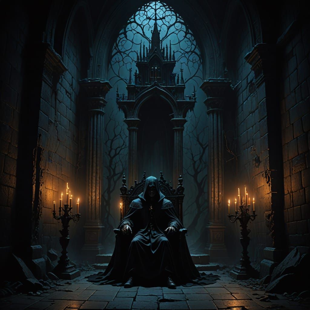 Vampire King in Dark Castle, Gothic Digital Art