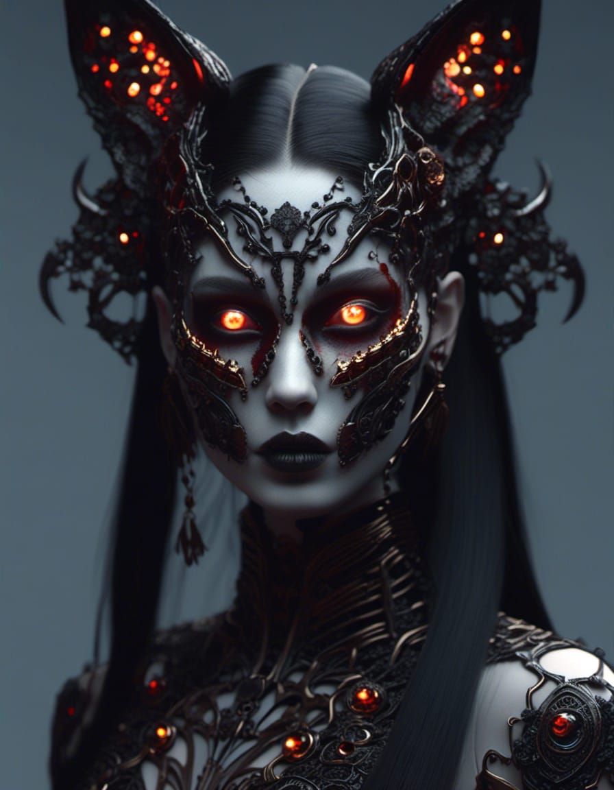 Kitsune Zombiecore. <rotting, skeletal undead> goth female z...