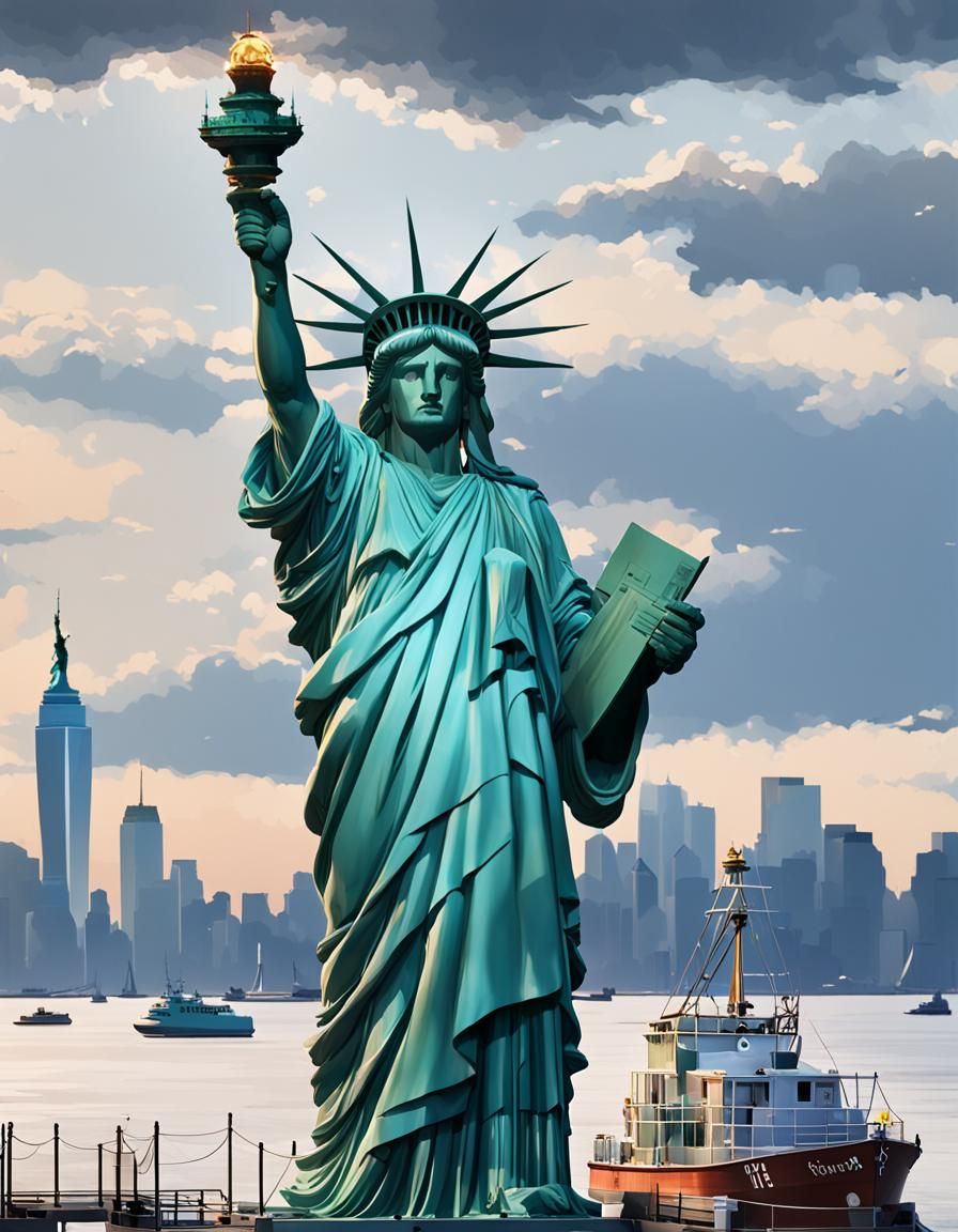 Statue of Liberty Gifted from France Being Installed in the New York