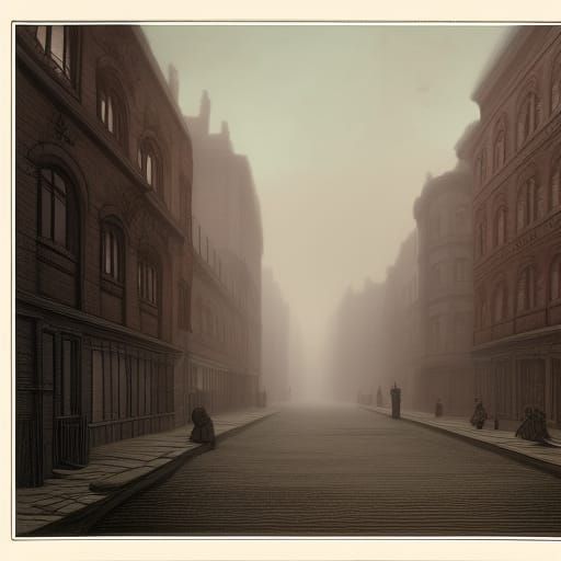 1880s misty London street
