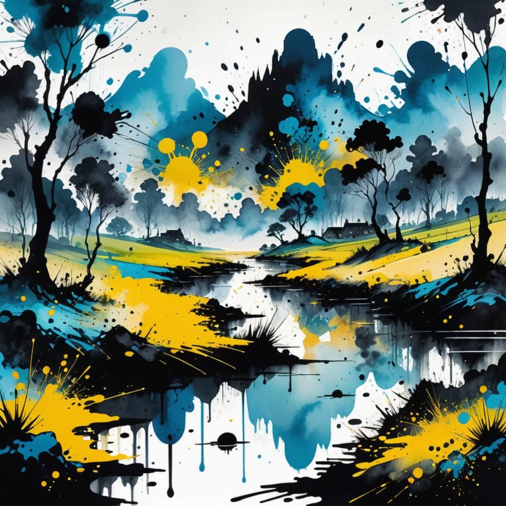 Ink splatter landscape  by @Hyperion