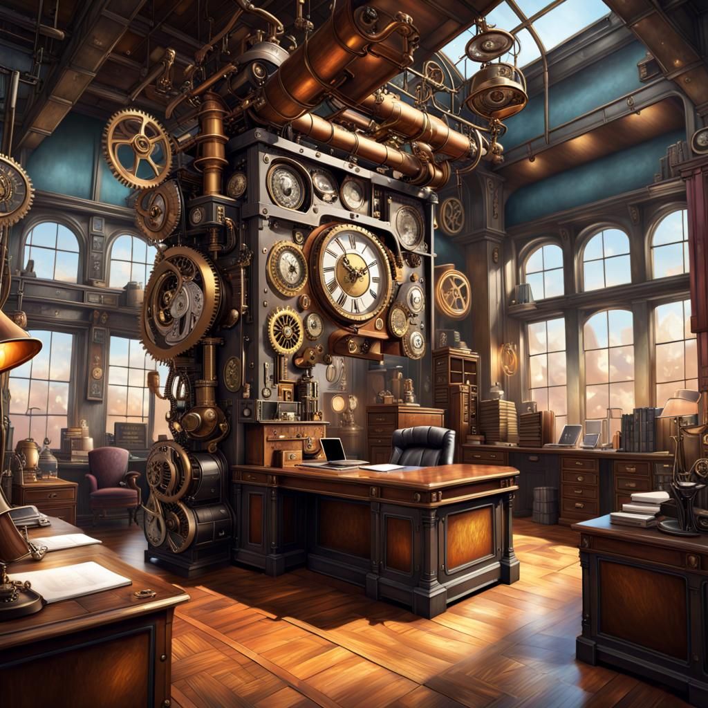 Steampunk office - AI Generated Artwork - NightCafe Creator