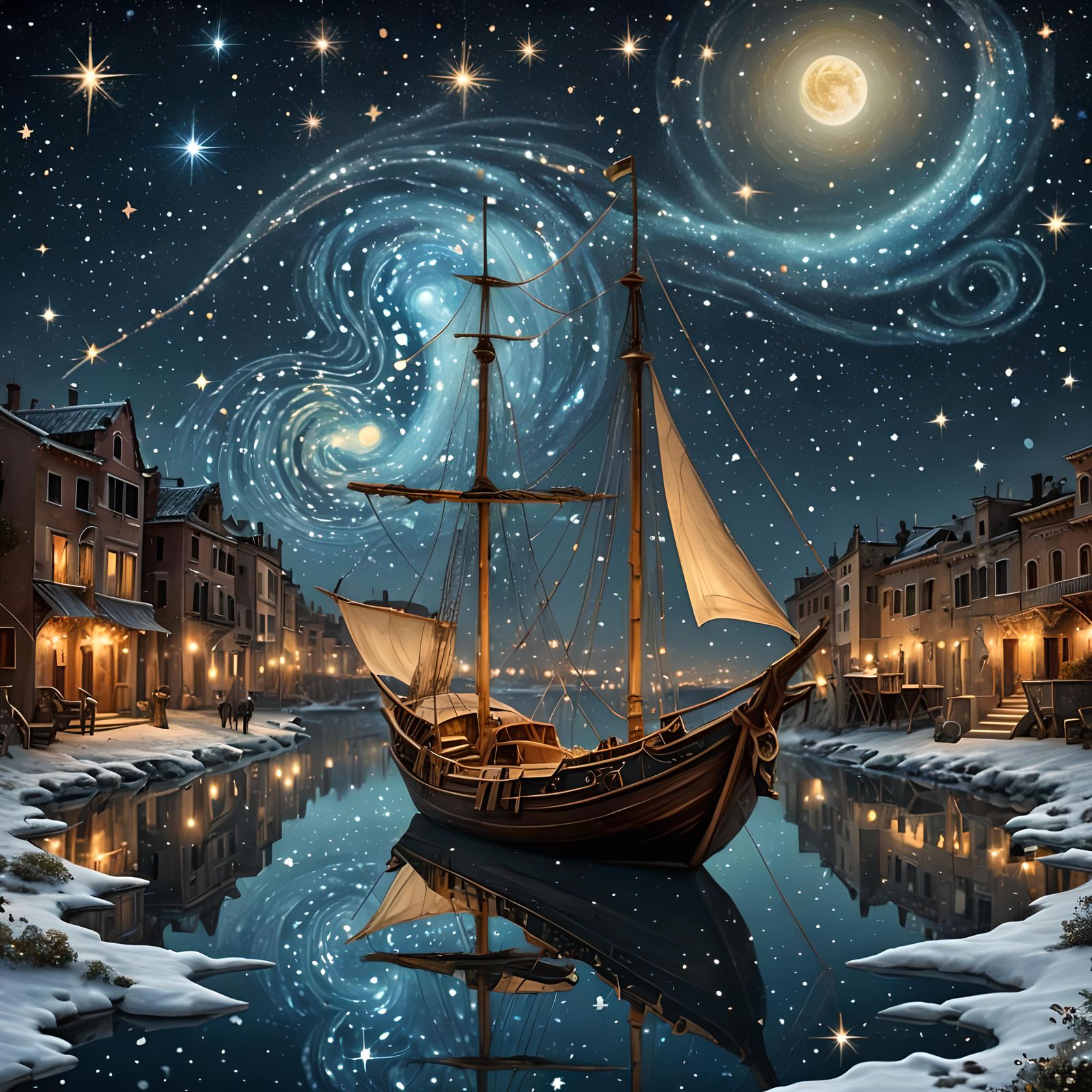 A cool starry night , stars and constellations with nebulas making spiral magical looking creation .  by @Mindful THE KB