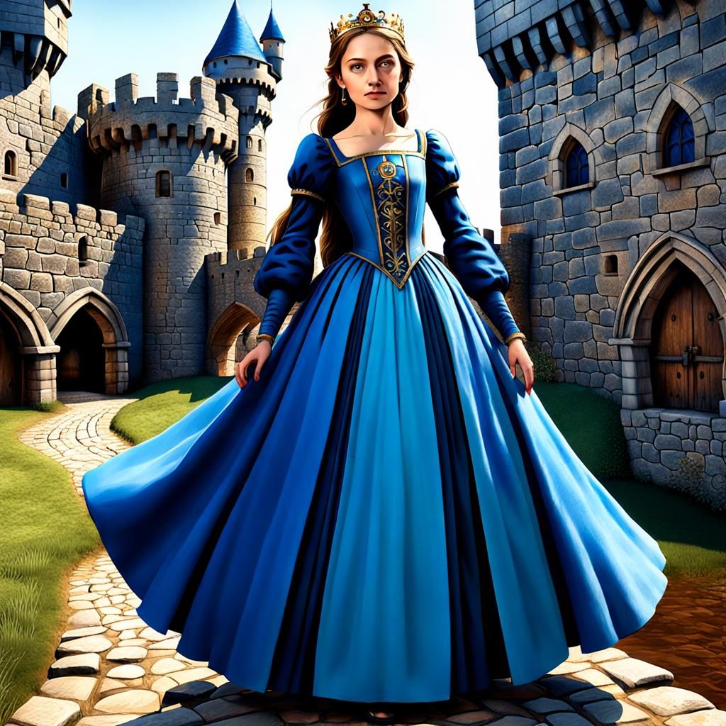 CUERPO ENTERO.Paisaje realistico medieval,castillo,Princesa ...