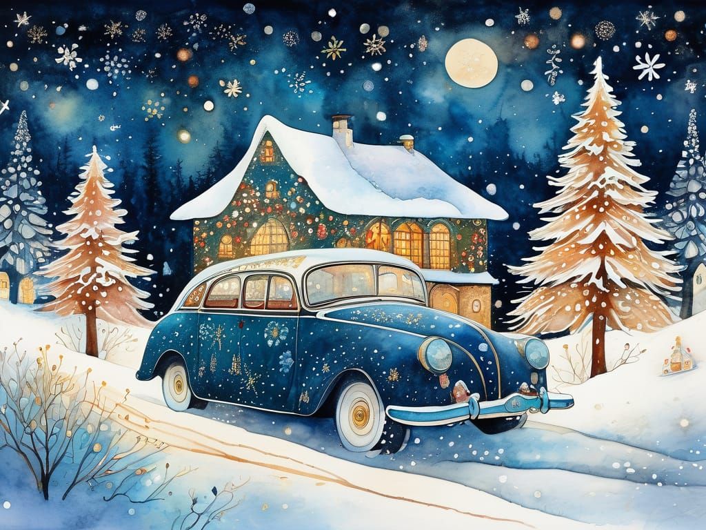 A Christmas car