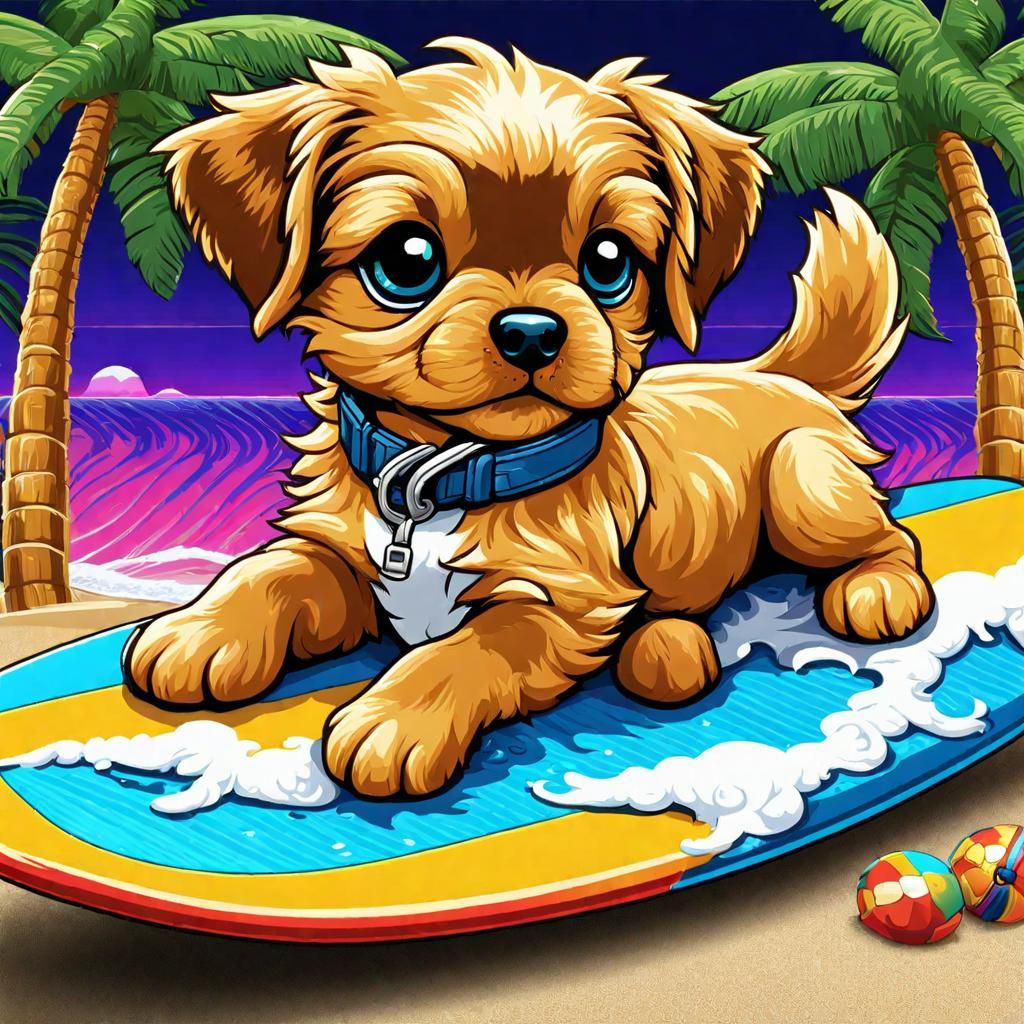 Puppy Puppy wants  2 go surfing