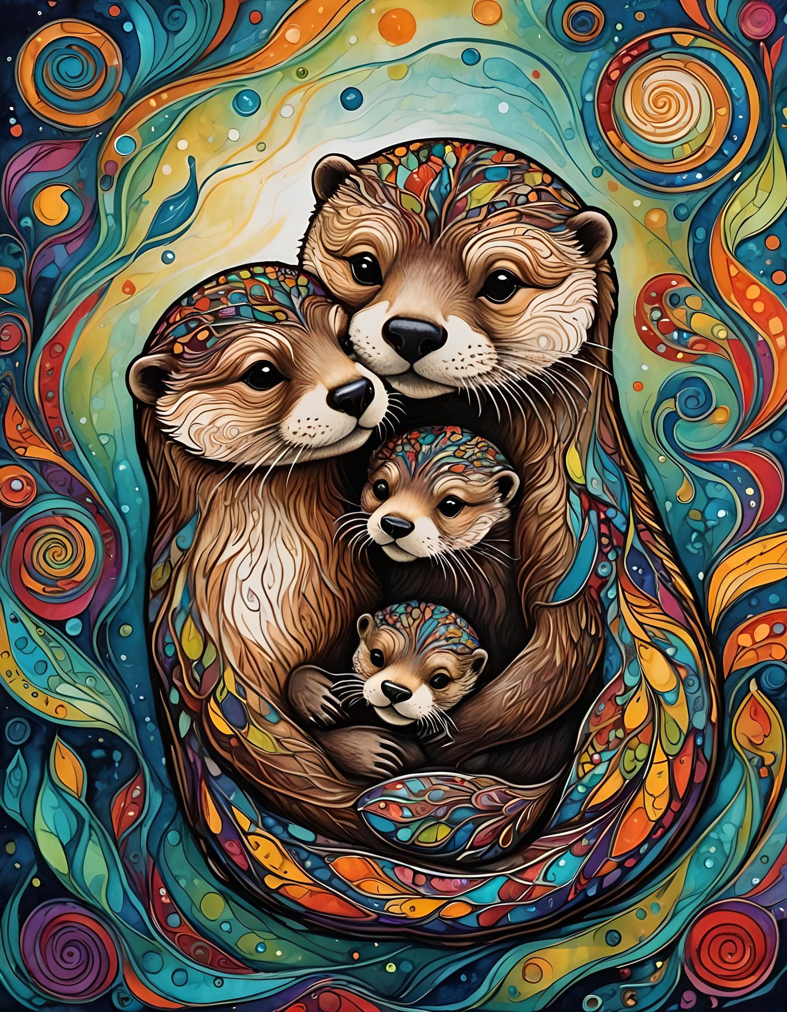 Otter Family Love.  by @MissT