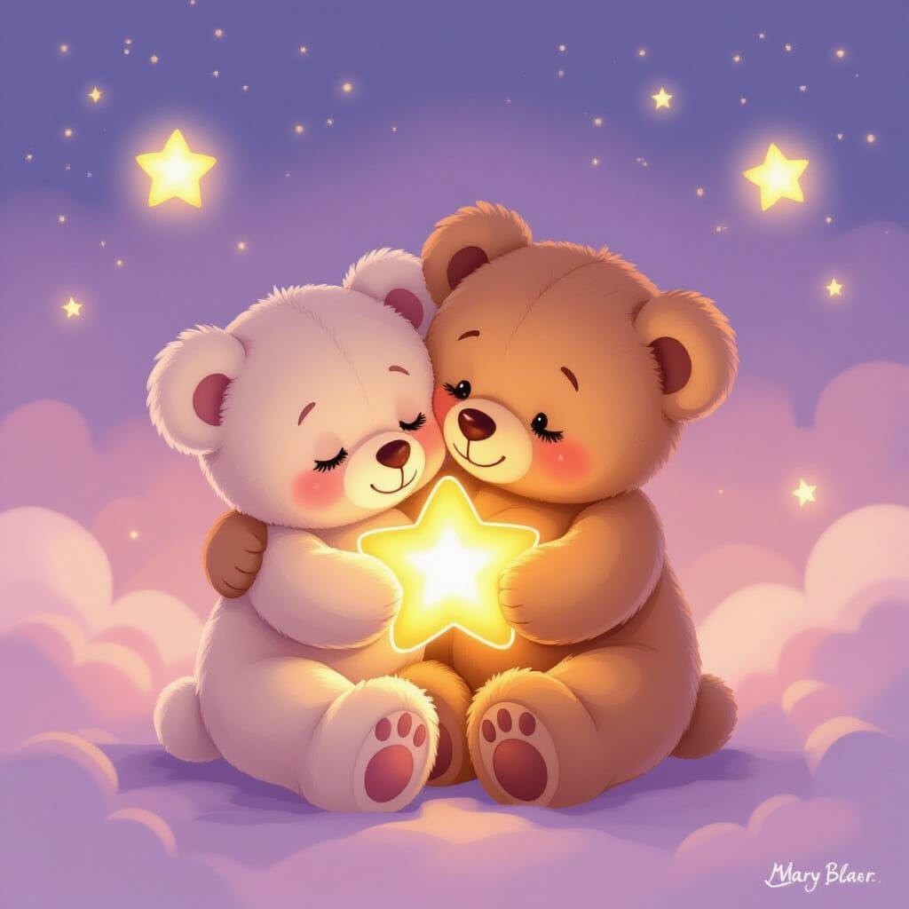 “You deserve softness” — cute bears hugging stars