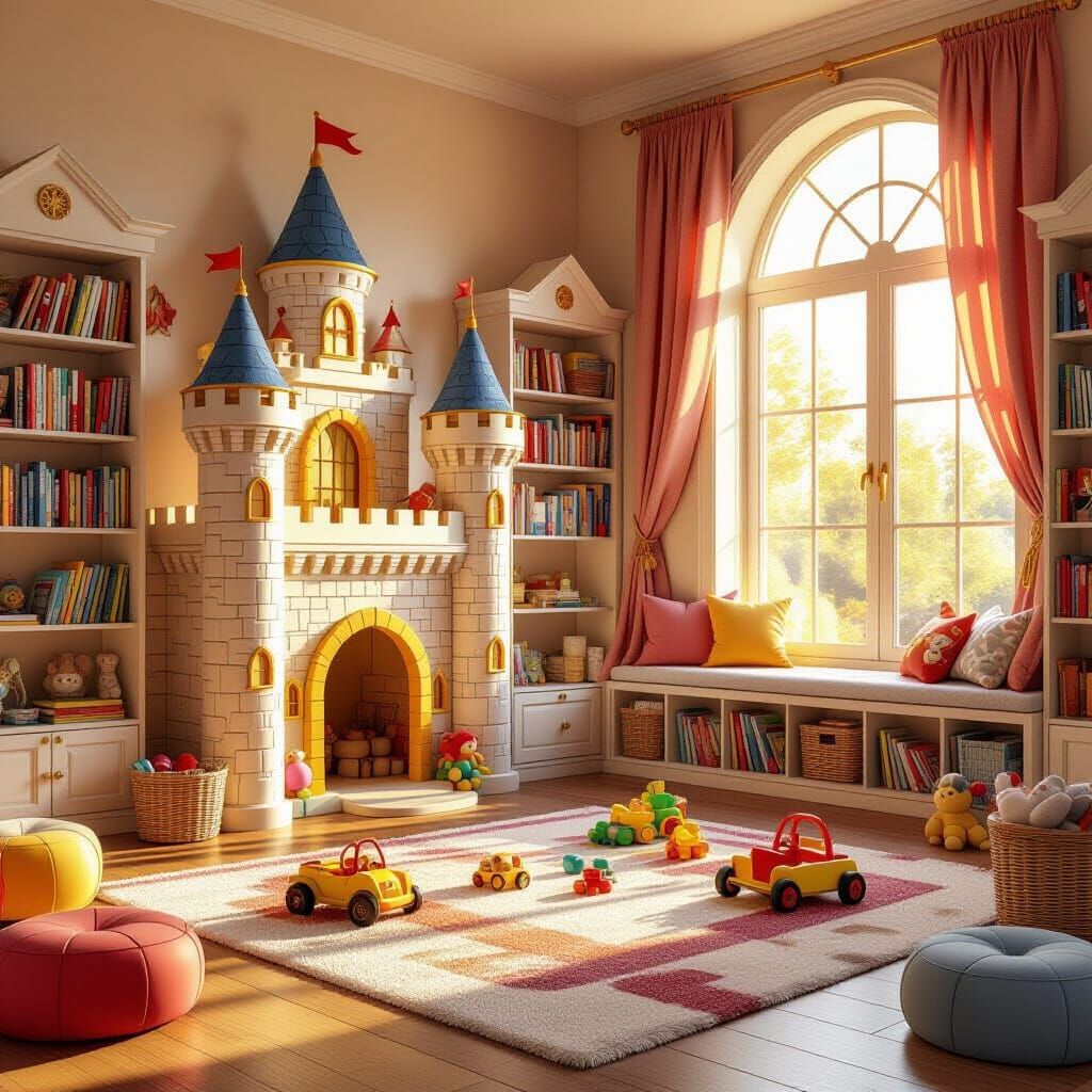 Lavish Children's Playroom in Golden Hour Light