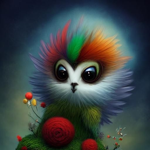 Cute And Fluffy Tiny Baby Bird By Andy Kehoe And Tim Burton. Big Sad 