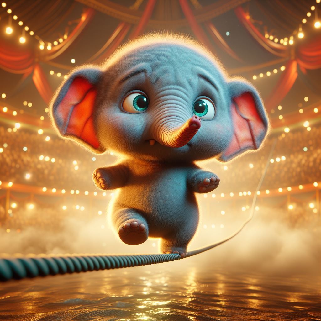 One Grey Elephant Balancing